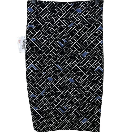 LuLaRoe Womens Skirt XS Pencil Straight Black Blue Stretch Work Casual Fall - Picture 2 of 8